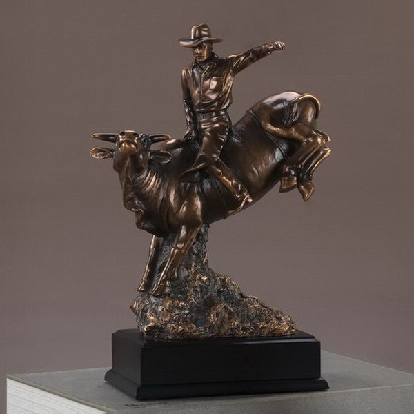 Bull Rider Cowboy Sculpture Riding Figurine Statue Rodeo Award Art